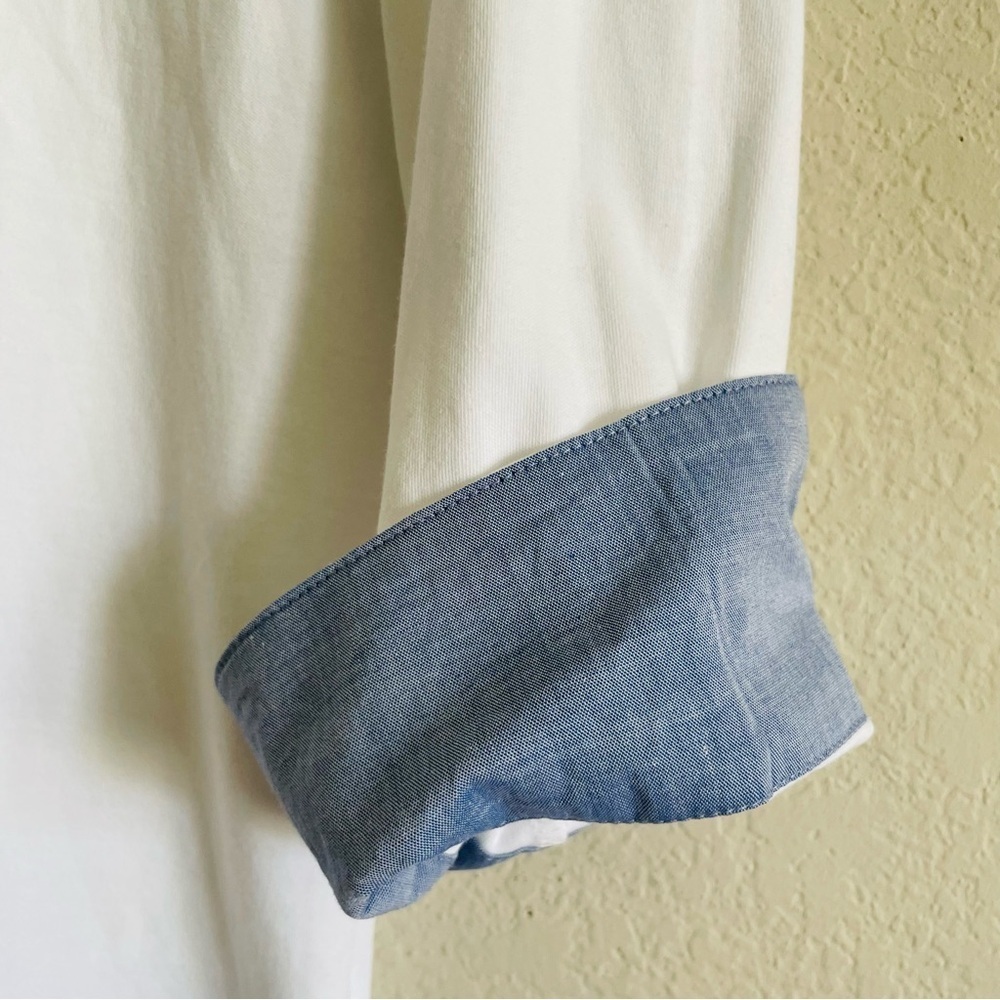 Nautica Women's White and Blue Top size M stretch contemporary modern academia - Picture 3 of 7